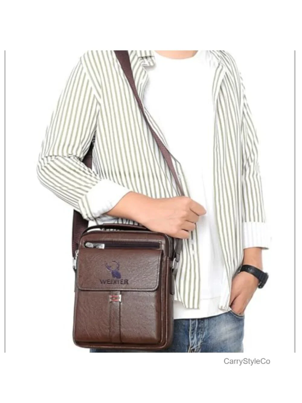 Vintage PU Leather Messenger Bag Crossbody Shoulder Purse for Men